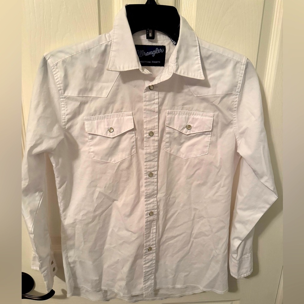 Wrangler Boys Long Sleeve Western Pearl  Snap Button Down Shirt